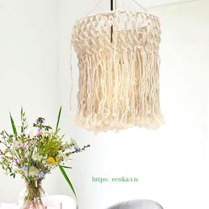 Lustre Bohème Macramé à Pompons en Corde de Coton Fait Main pour Salon, Chambre et Salle à Manger - Offre Spéciale - Product Image 4