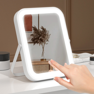 Zonyin bianco quadrato LED luce specchietto cosmetico da tavolo Desktop specchio di vanità <span class=keywords><strong>3</strong></span> colore chiaro portatile da viaggio specchio per il trucco da donna - Product Image 1