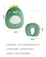 Oreiller de cou en micro-perles en forme de U, design animal 2-en-1, haute qualité, pour enfants, adolescents et adultes, jouet