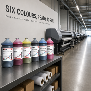 Tinta de sublimación industrial de gran volumen compatible con Epson DX5 DX6 DX7 I3200 1000ml para impresión textil en camisetas - Product Image 1