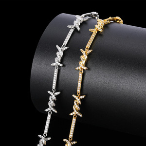 Colliers chaîne cubaine à épines de cristal pour hommes, bijoux Hip Hop, chaîne cubaine à pointes torsadées, collier à nœuds en fil barbelé - Product Image 4