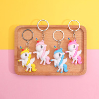 Porte-clés Licorne en Caoutchouc Chibi Mignon Kawaii, Pendentif de Sac Arc-en-ciel, Vente en Gros, Personnalisé OEM ODM