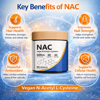Livraison rapide NAC N-Acétyl-L-Cystéine 600mg Capsules |   Soutien antioxydant pour la santé des cheveux et des ongles, autre complément de santé