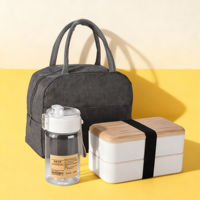 Vente en gros de boîtes à lunch double couche sans BPA avec cuillère, fourchette, couteau, sacs pour bouteilles d'eau