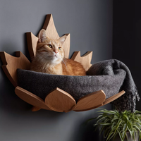 Nouvelle Arrivée Personnalisée : Lit pour Chat Mural en Forme de Feuille, Design Tendance en Bois Chaleureux, Nid pour Animaux de Compagnie Toutes Saisons pour Petits Animaux d'Intérieur