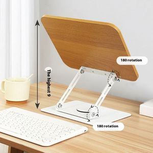 Modern Wood Adjustable Folding Art Theme Environment-Friendly Book <b>Holder</b> Stand Desktop Riser Reading Rack 360 Rotating Base for - Product Image 3