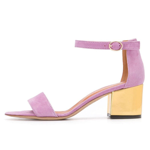 Elegante cinturino con fibbia di grandi dimensioni sandali da donna punta aperta tacco basso blocco <span class=keywords><strong>tacchi</strong></span> alti danza per donna - Product Image 1
