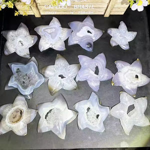 Vente en gros d'artisanat naturel de haute qualité sculpté à la main, étoile de mer en agate druzy pour la guérison, cadeau, décoration intérieure - Product Image 5