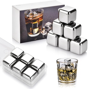 Vendita all'ingrosso della fabbrica in acciaio inox quadrato Whiskey Stones Logo personalizzato cubetti di ghiaccio riutilizzabili per il cibo e Bar rocce congelate