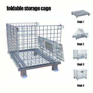 Draagbare Opvouwbare Gegalvaniseerde Stalen Opslagkooien Wielen Duurzame Magazijncontainer Voor Laadapparatuur Aanpasbare Capaciteit - Product Image 2