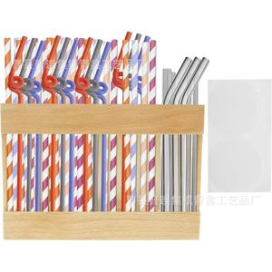 Estante de Pared de Madera para Pajitas, 1 Nivel, con Ventosa, Organizador de Cocina, Estante de Almacenamiento para Uso en Encimeras del Hogar - Product Image 2