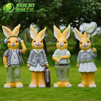 Statue de lapin Peter en résine amusante pour l'extérieur, sculpture d'animal de jardin pour la décoration de la ferme, du parc et du paysage
