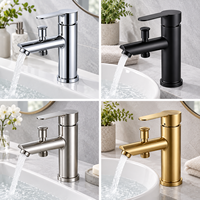 Robinet de lavabo moderne à monobloc en acier inoxydable 304 avec pommeau de douche déviateur pour le lavage des cheveux dans la salle de bain