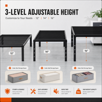 Cadre de lit réglable pleine grandeur, pliable en acier robuste, portable, capacité de charge de 3500 lb – Meilleure vente
