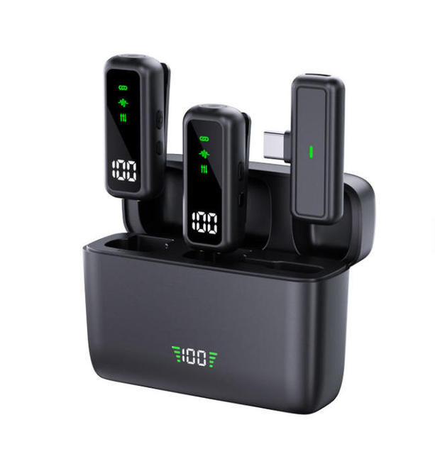 Wireless Microphone with AI Noise Cancellation Clip-On Collar Mic for iPhone Android Long Battery Range Wireless Mic for YouTube
