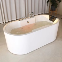 Baignoire autoportante en acrylique moderne et personnalisable avec fonction massage, pour usage intérieur, robinet inclus, design classique