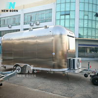 Remorque alimentaire mobile électrique à 4 roues en acier inoxydable et aluminium, équipement de restauration rapide pour glaces, bonbons, chips, équipement de restauration commercial