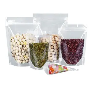 Factory customised nuts and dried packaging clear plastic food packaging flat bottom plastic bag