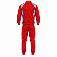 Ensemble de survêtement rouge pour homme grande taille, veste zippée et pantalon de jogging bicolores, tenue de sport pour équipe