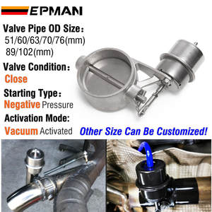 Válvula de Escape para Automóvil de Carreras EPMAN, Activación por Vacío, 63 mm, 76 mm, 89 mm, 102 mm, Estilo Cerrado, Presión: Aproximadamente 1 <span class=keywords><strong>BAR</strong></span>, EP-CUT-CL - Product Image 3