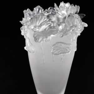 Vas teratai tenteram kristal Liuli cetakan daun mengambang desain meditasi Zen Dekor kuil potongan seni - Product Image 3