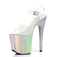 Nouvelles sandales brillantes à plateforme épaisse et talon fin de 20 cm pour femme, à bout ouvert, sexy, avec bride de cheville, pour l'été et les performances en boîte de nuit