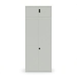 Grande Armadio Portadocumenti in Acciaio Verniciato a Polvere Grigio Chiaro, Armadietto per Ufficio con Serratura, Arredamento Commerciale dal Design Minimalista - Product Image 1