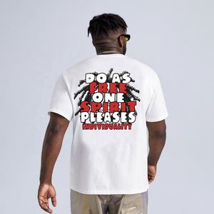 เสื้อยืดถักคอกลมสำหรับผู้ชายสไตล์วินเทจเสื้อ100% โพลีเอสเตอร์ทรงหลวมดีไซน์เสื้อแขนสั้น - Product Image 2