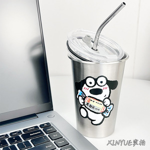 Vaso de Acero Inoxidable de 450 ml con Pajita, Taza de Viaje Portátil para Bebidas Frías, Café, Jugo, Adultos - Product Image 4