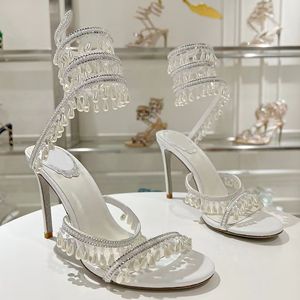 <span class=keywords><strong>Scarpe</strong></span> da Sera di Lusso <span class=keywords><strong>con</strong></span> <span class=keywords><strong>Tacco</strong></span> Alto e Frange di Cristallo Rosa, Stiletto Avvolgente in Pelle di Serpente, Sexy <span class=keywords><strong>con</strong></span> Strass e Nappine per Feste e Matrimoni - Product Image 5
