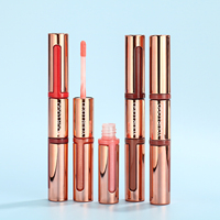 Rouge à lèvres liquide brillant végétalien personnalisé OEM, marque privée, vente en gros, longue tenue, hydratant, double embout
