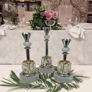 Elegant <strong>Silver</strong> Metal <strong>Candlestick</strong> with Crystal Holder Wedding Table Centerpiece and Home Decoration for Easter - Product Image 3
