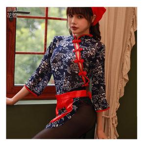 Nuevo uniforme de primavera para niña, lindo e inocente, uniforme transparente, lencería seductora, uniforme estilo cheongsam rojo y azul - Product Image 5