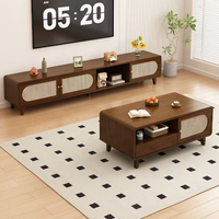 Meuble TV Rosegia en bois massif de noyer, style Shaker, simple et moderne, facile à assembler, pour salon, usage domestique, sur pied, écologique