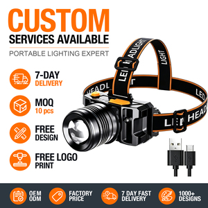 Linterna Frontal LED con Sensor <span class=keywords><strong>de</strong></span> Movimiento, Recargable por USB-C, con Zoom Giratorio, <span class=keywords><strong>de</strong></span> Largo Alcance, para Camping, Correr, Minería - Product Image 1
