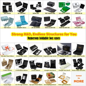 صندوق هدايا فاخر قابل للطي وصلب ومخصص من الورق المقوى الأسود، علب هدايا كبيرة بمقبض وغطاء مغناطيسي للتغليف - Product Image 3