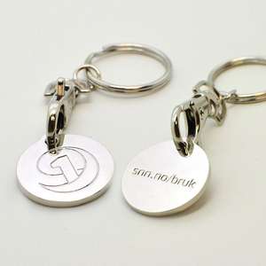 Porte-clés rond en métal personnalisé avec logo, jeton de chariot de courses, porte-clés, chaîne, prix bas - Product Image 2