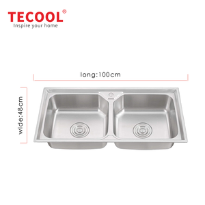 Évier de cuisine professionnel en acier inoxydable 304, <span class=keywords><strong>double</strong></span> bac, à poser, moderne, pour la maison, finition argentée - Product Image 6