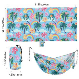 Hamac de camping portable avec imprimé personnalisé palmiers et cordes, thème Aloha Hawaï, pour les vacances d'été, avec sangles d'attache aux arbres et sac de transport intégré - Product Image 3