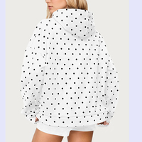 Nouvel Arrivage 2026 – Sweat à Capuche Oversize Femme à Pois, Manches Longues, Épaules Tombantes, Imprimé Graphique, avec Poche