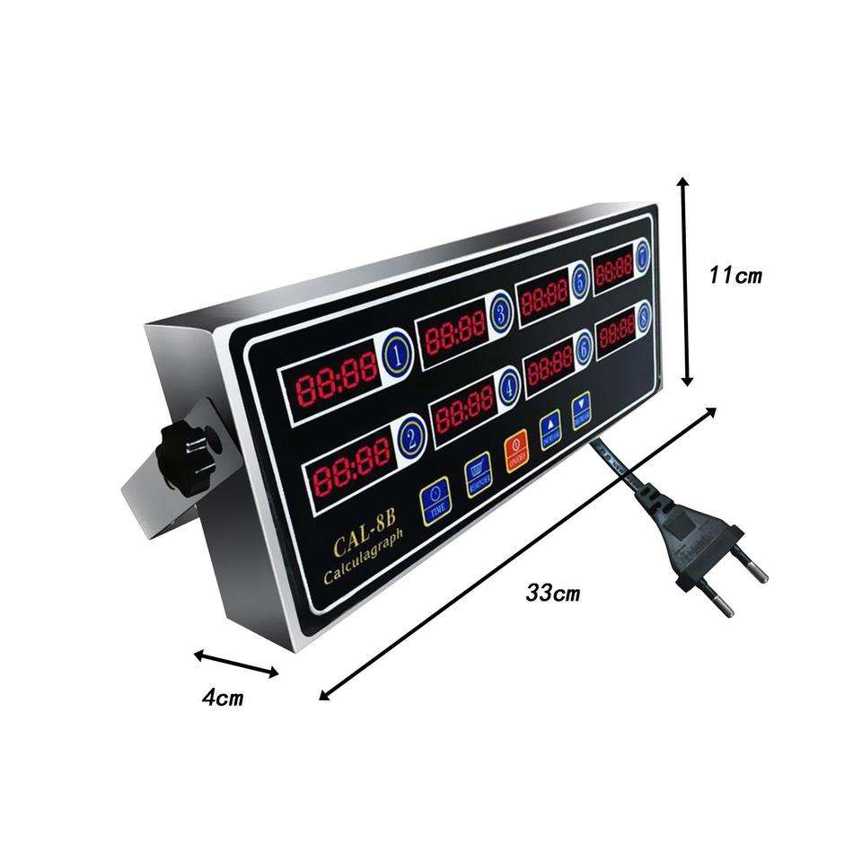 Commercial 8-Channel Digital Kitchen Timer Metal Electronic Restaurant and Home Cooking Timer with Alarm Powered