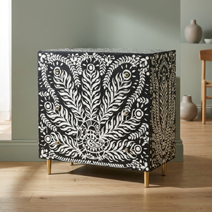 Foldable Peacock Design Bone Inlay Modern Living Room Cabinet for Home Hotel <b>Office</b> Hospital Use - Product Image 1