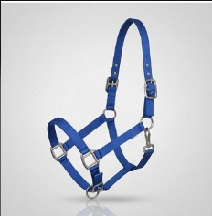 Harnais de cheval en nylon bleu, harnais réglable en corde avec quincaillerie métallique pour l'équitation, taille complète pour chevaux - Product Image 1