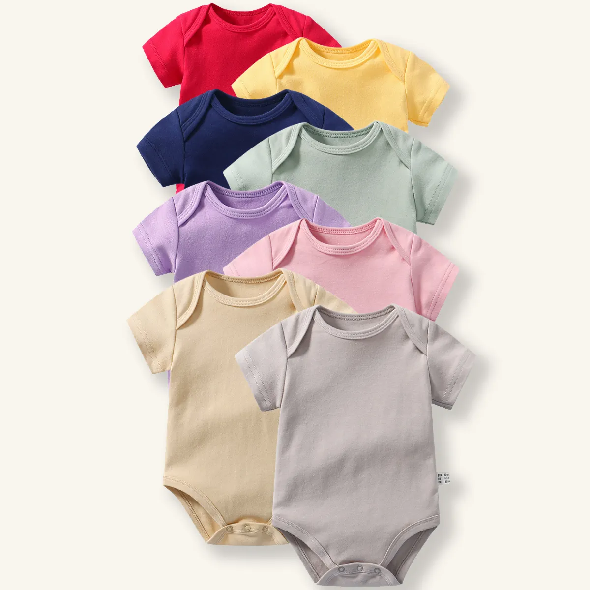 Baju Monyet Bayi Polos 8pcs-multipack 100% Katun Organik Unisex Bodysuit Lengan Pendek untuk Bayi