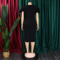 Nouvelle Robe d'été élégante et formelle à col bateau, manches courtes, sexy, respirante, infroissable, en tricot Spandex/Polyester, unie, longueur genou