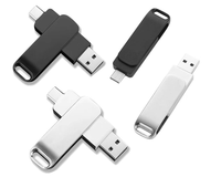 Clé USB rotative 64 Go Type-C rétractable 2-en-1 avec interface OTG pour téléphone et ordinateur, en métal, idéale comme cadeau d'affaires