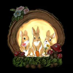 Nouvelle Arrivée : Sculpture de Lapin en Résine à LED Solaire, Effet Tronc d'Arbre, Champignon Rouge, pour Allée de Jardin Forêt Enchantée - Product Image 2