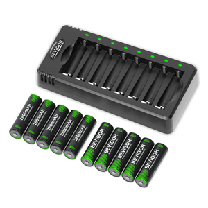 BEVIGOR <span class=keywords><strong>Cargador</strong></span> de batería de 8 ranuras Tipo <span class=keywords><strong>C</strong></span> <span class=keywords><strong>Entrada</strong></span> QC3.0 Función 10W Potencia de salida Incluye 8PCs 2800mAh 1,2 V NiMH AA Batería - Product Image 1