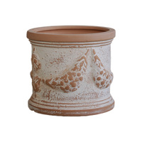 Pot Tanah Liat Merah Gaya Romawi Kuno, Wadah Tanah Liat Rustic, Pot Bunga Vintage, Finishing Tua, Perlengkapan Taman, Dekorasi Balkon