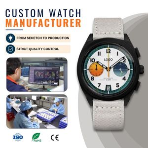 <span class=keywords><strong>Reloj</strong></span> Cronógrafo de Campo de 39 mm con Logotipo Personalizado OEM ODM, Movimiento de Cuarzo VK64, Correa de Lona, <span class=keywords><strong>Reloj</strong></span> Deportivo para Exteriores - Product Image 2